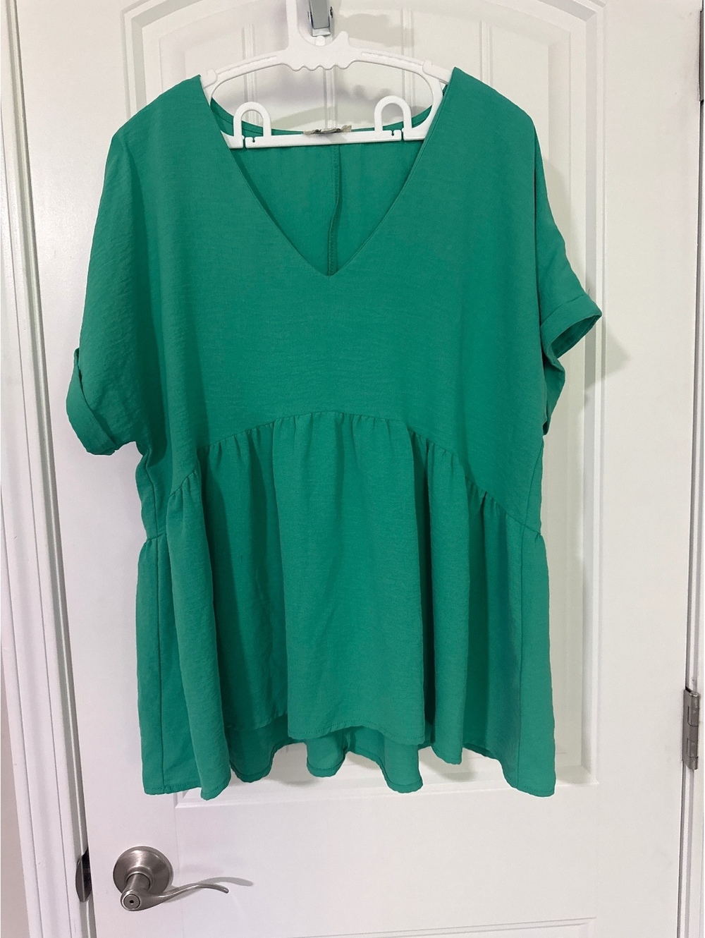 Umgee USA Green Peplum Short Sleeve Blouse Size Small